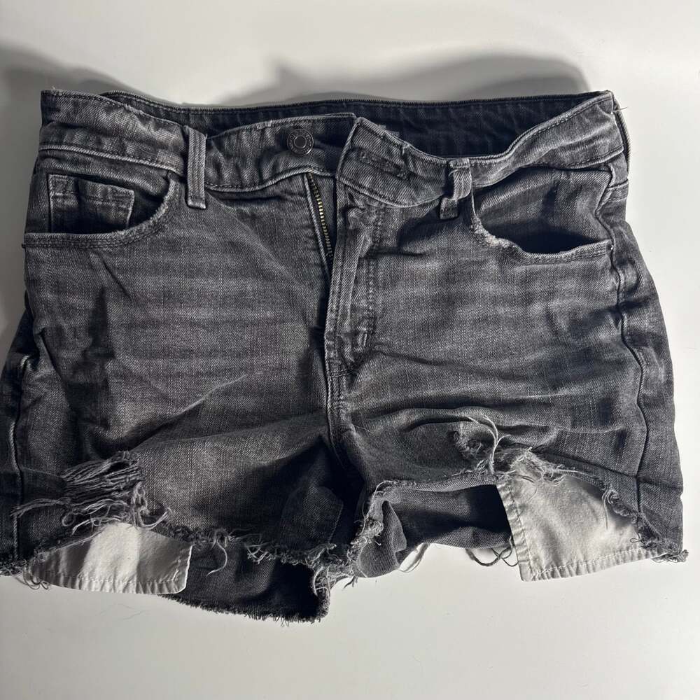Old Navy 0 Women's High Rise black Gray Denim Jean Shorts cut off distressed